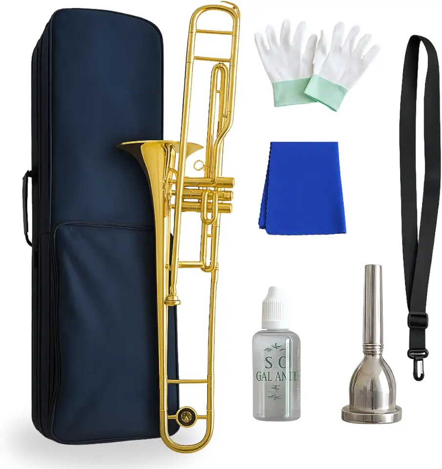 Trombone De Três Pisto Longo Em Bb Laqueado Profissional