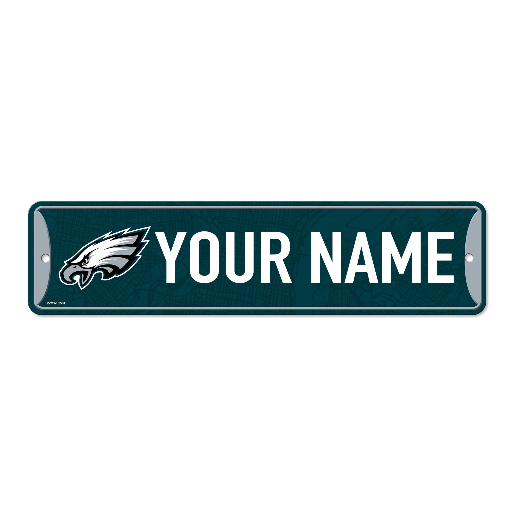 Rico Industries NFL Football Philadelphia Eagles Primary Personalized Metal Street Sign 4" x 15" Home Décor - Bedroom - Office - Man Cave