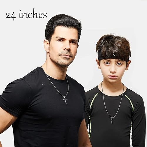 Miniatura 5 de Collar de cruz de acero inoxidable para hombre, collar de cruz de plata para niño, collar con colgante de cruz pequeña, joyería simple, cadena de