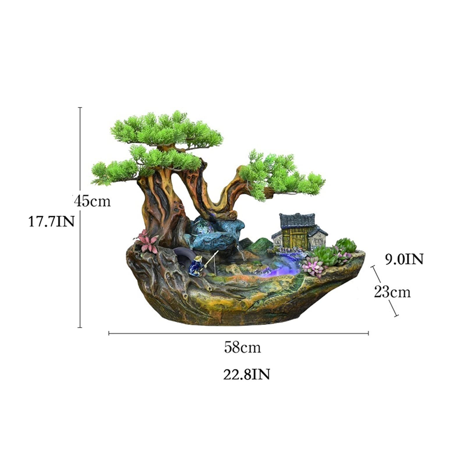 Fuente de mesa Relajación Interior Fuente de escritorio Cascada Zen Meditación Cubierta Cascada Característica - Humidificador Rockery Hogar Decoración de escritorio decorativo fuente de mesa