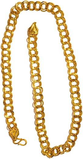 CHAINWALA Gold Plated Ring Chain Necklace for Men, Brass Metal, Popcorn Chain Style, 45.72-55.88 cm Length, 30g