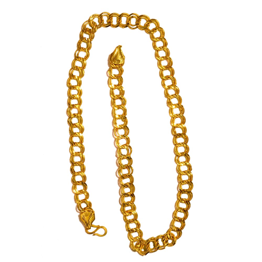 CHAINWALA Gold Plated Ring Chain Necklace for Men, Brass Metal, Popcorn Chain Style, 45.72-55.88 cm Length, 30g - Review, Price and Buying Guide