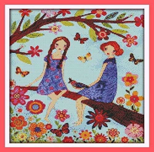 Happy Forever Cross Stitch Kits 11CT Stamped Patterns for Kids and Adults, Preprinted Embroidery kit for Beginner, Outdoor Scenery (F684 Farmyard 2, Size 18''x22'')