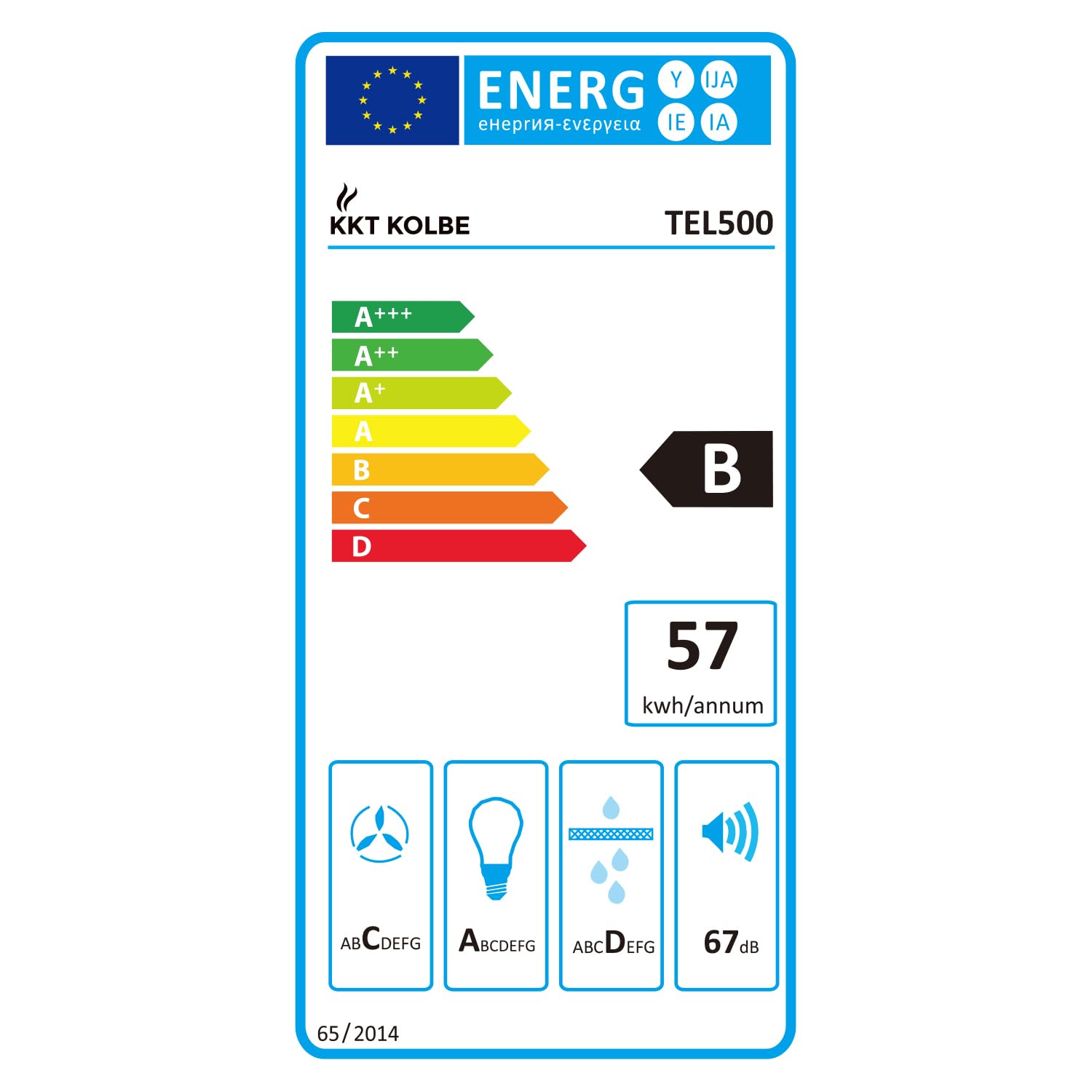 KKT KOLBE Cappa aspirante da incasso TEL500, 60 cm, nero argento