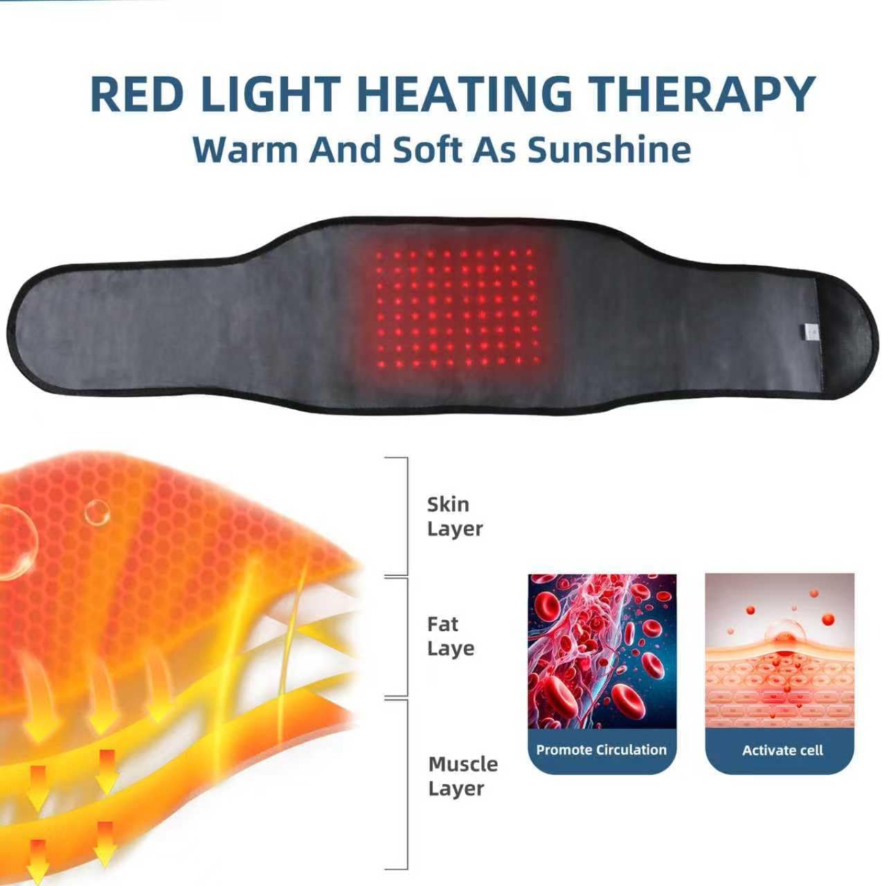 HONGJING Red Light Massage Back Brace with Heat for Lower Back Pain Relief, Cordless Back Support Massager Belt Rechargeable for Pain from Herniated Disc, Scoliosis, Sciatica (XL)