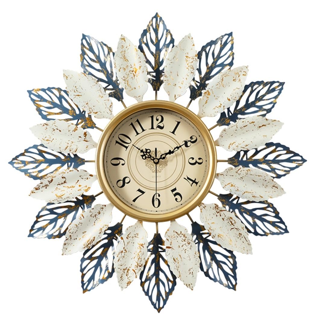 MYUYEE Farmhouse Vintage Clock ation Metal Ative Round Wall Clocks for Bedroom Living Room Dining Room for Bedroom Office,One Color-60 * 21cm (One Color-53 * 17cm)