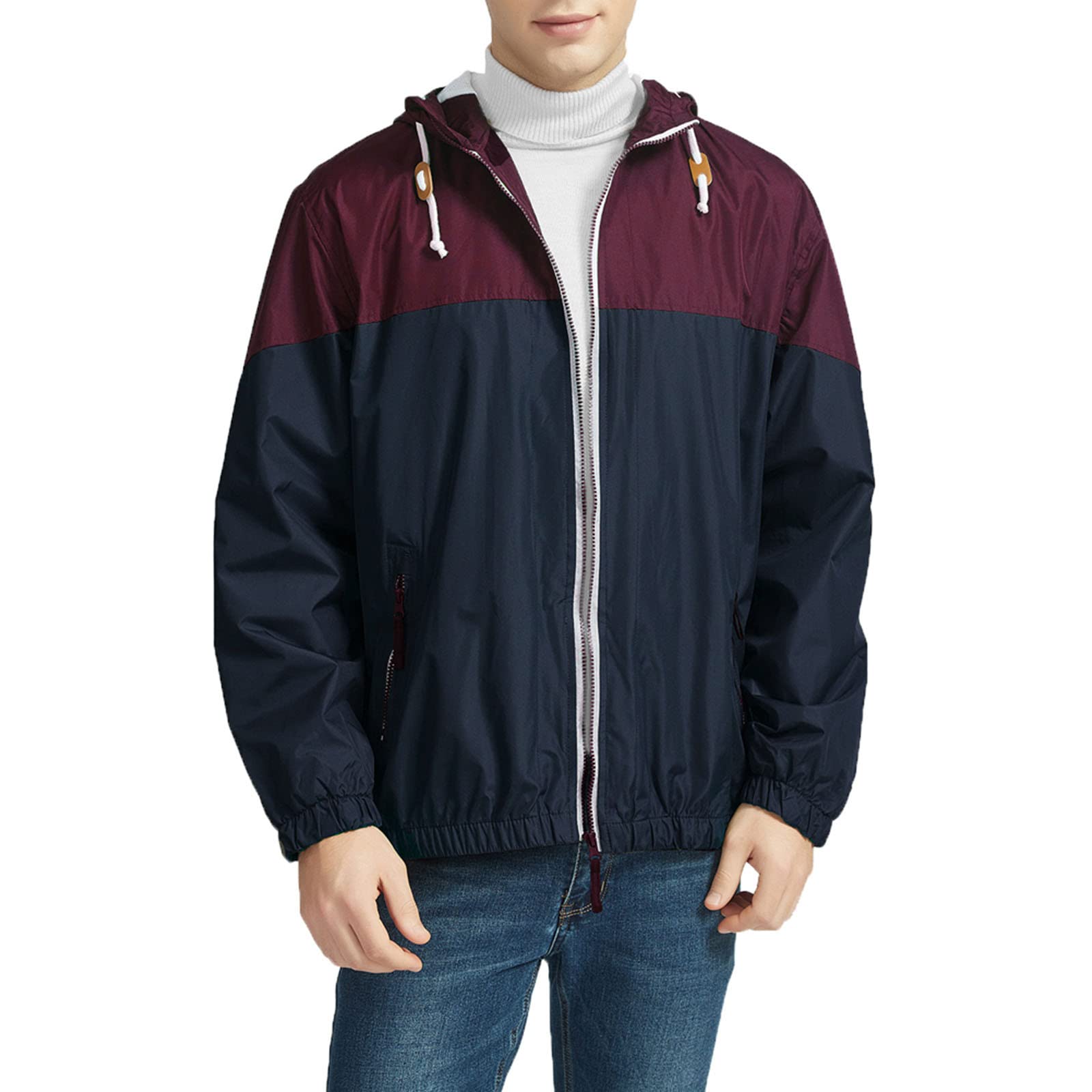 Giacca Impermeabile da Uomo, Giacche Estive Uomo, Antipioggia Vento Traspirante Trekking Pioggia Antivento Giacca Leggero Cappotto con Cappuccio Pieghevole con Tasca Giacca a Vento Giacca da Trekking
