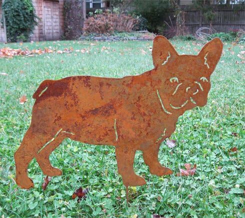 French Bulldog Garden Stake, Bull Dog, Pet Memorial, Shadow