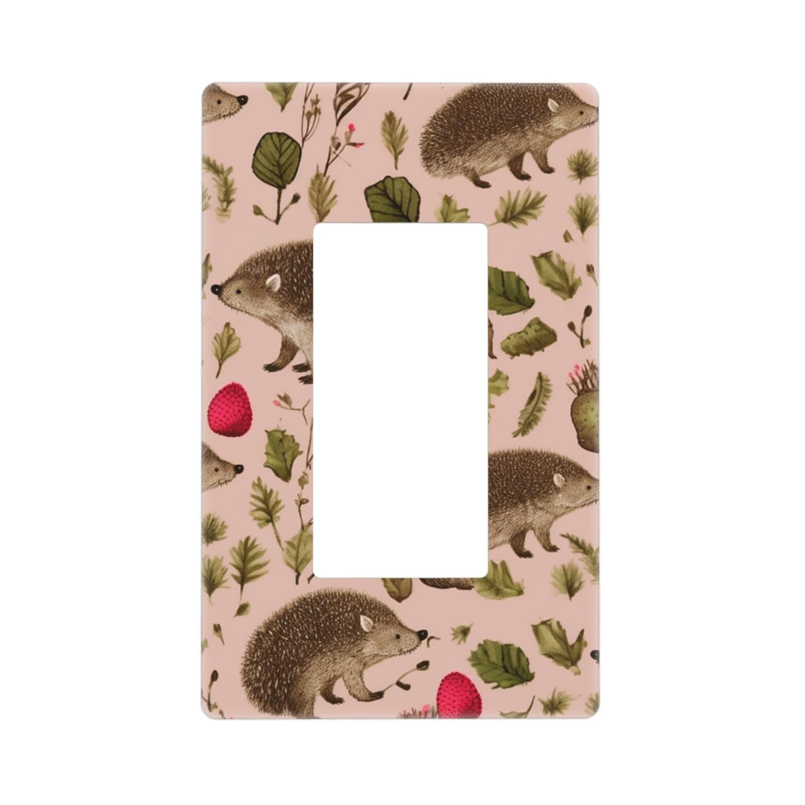 Nonhai Style N Hedgehog Print Wall Plate Cover 1 Gang Light Switch Cover Decorative Single Duplex Wall Plates Standard Size Decorator Blank Electrical Switch Plate Cover For Electrical Outlets