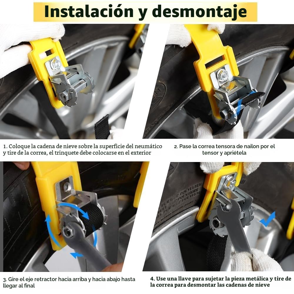 Cadenas De Nieve Universales Para Coche, 6 Unidades Antideslizantes, Para Neumáticos De 165 A 265 Mm De Ancho, Para Vehículos Utilitarios Deportivos, Fáciles De Montar Para Invierno, Hielo, Barro