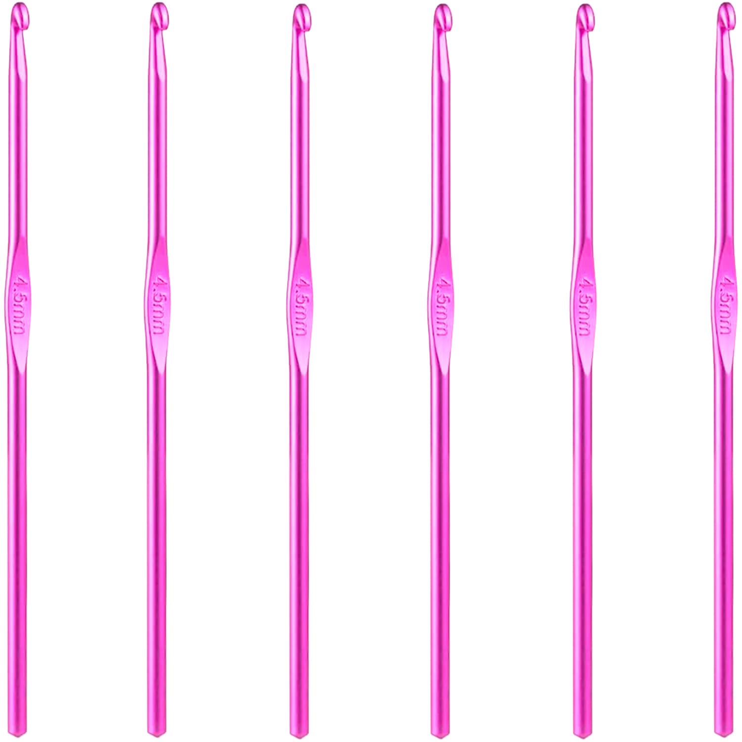 6Pcs 4.5mm Aluminum Crochet Hook Knitting Needles US Size 7 for DIY Yarn Craft,Nice Gift for Women Adults Kids Children Beginners (Purple)