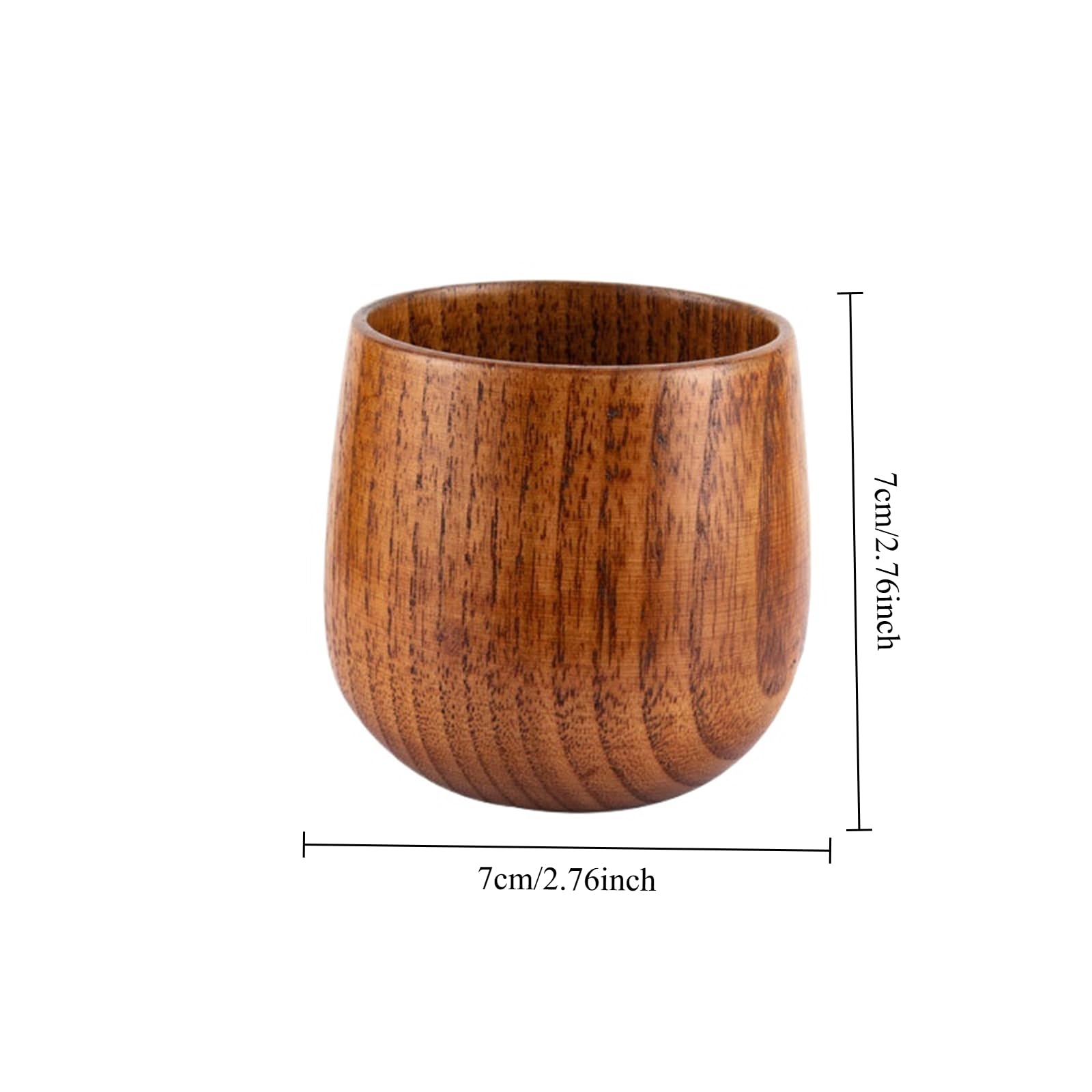 Drewniany kubek na wodę, 130 ml, 7 cm, naturalny słojów drewna, kubek do herbaty, kawy, piwa, zimnych napojów, wielokrotnego użytku, gładkie wykończenie