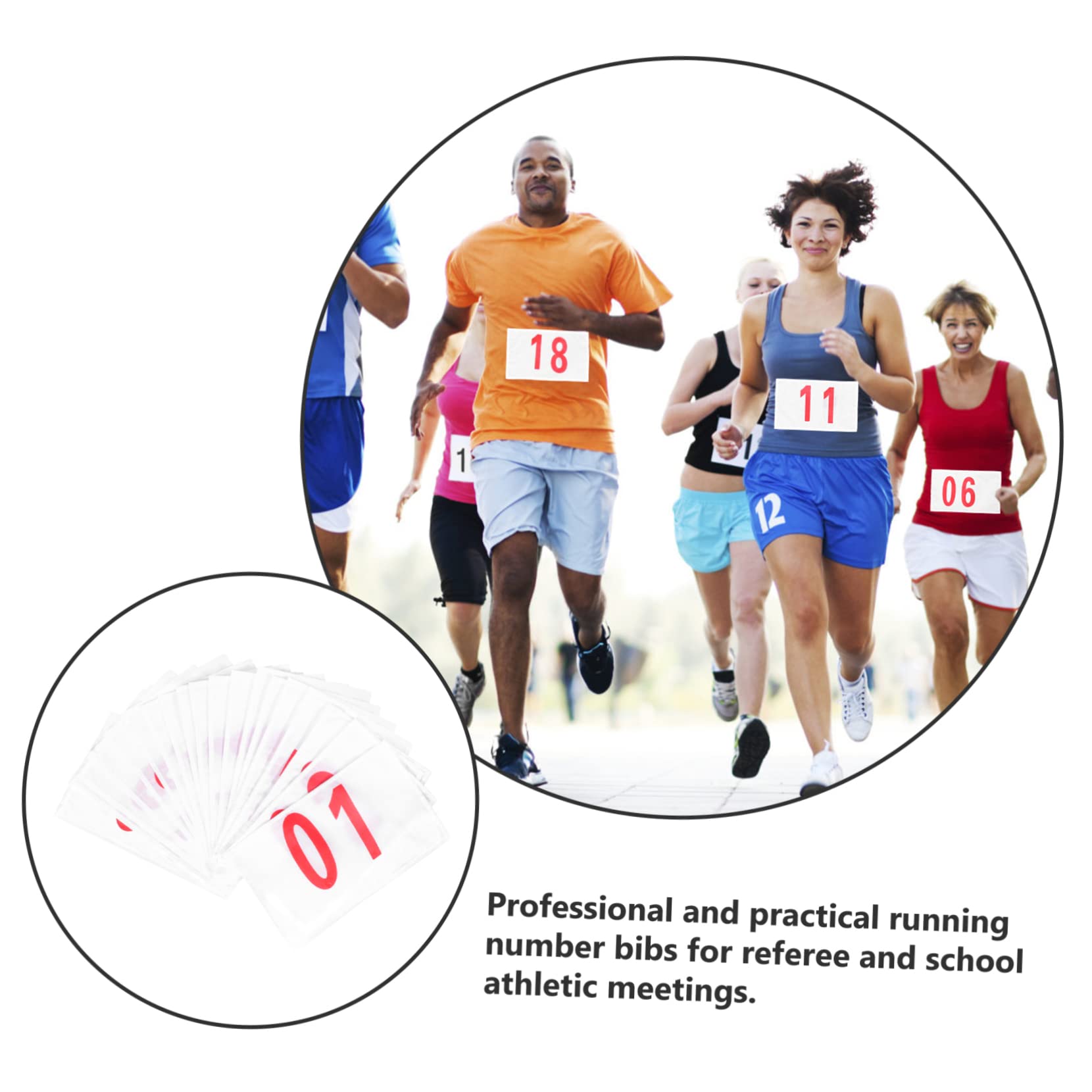 Pettorali Numerati in Cotone e Poliestere 20 Unitá per Eventi Sportivi e Competizioni di Corsa