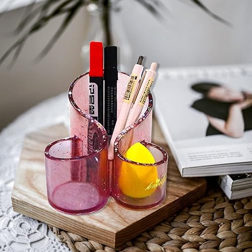 Miniatura 4 de Moldes de resina de silicona para almacenamiento, organizador de maquillaje único, contenedor de baratijas, molde epoxi con 3 ranuras, molde para