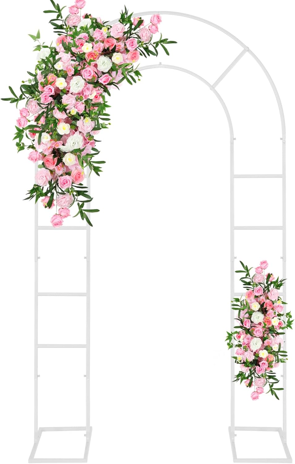 U-Shaped Metal Arched Flower Rack Perfect for Wedding Decorations and Celebrations 7.2 x 4.2 FT Wedding Arch Frame for Birthdays, Parties, and More (White)