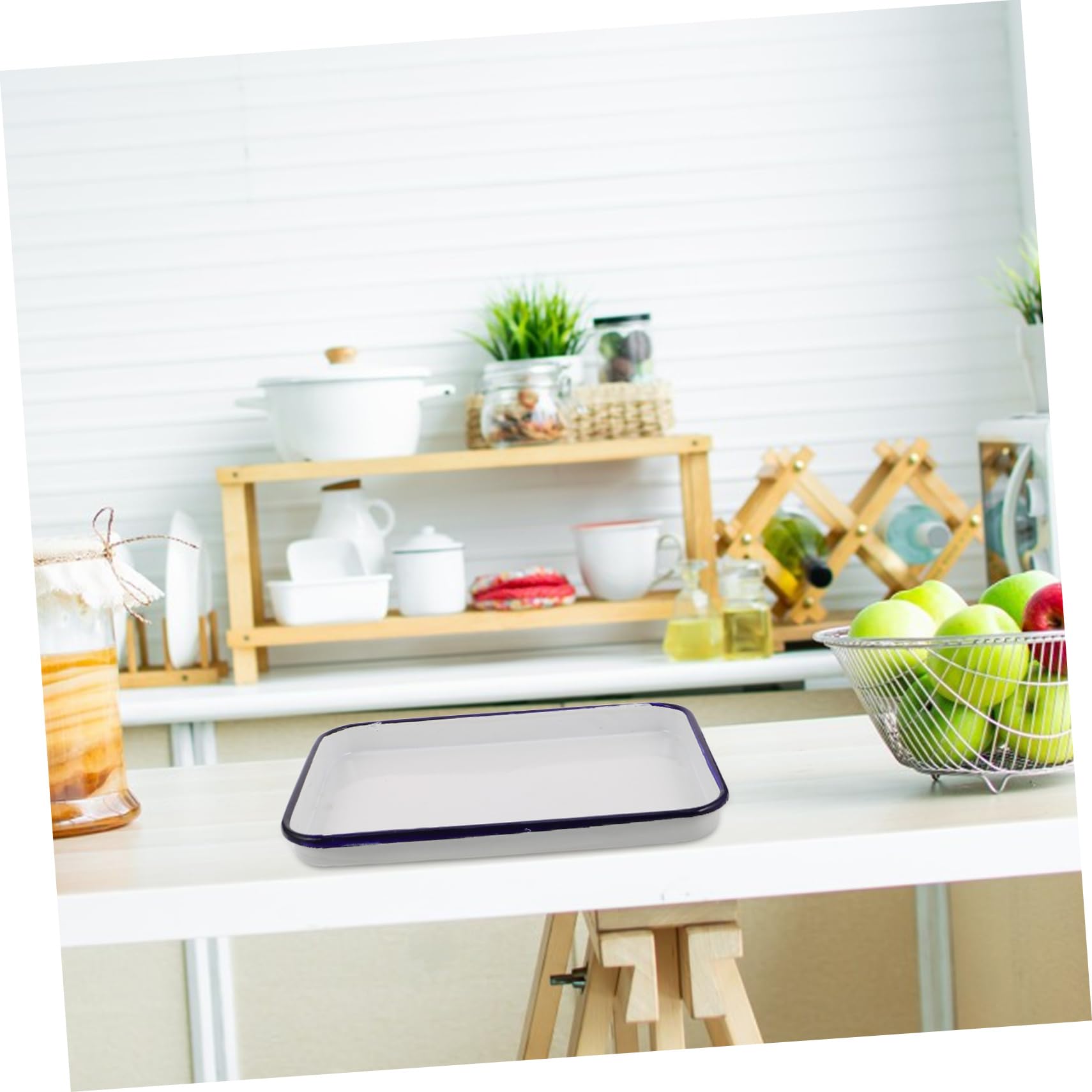 Rechteckiges Emaille Backblech aus Kohlenstoffstahl mit Glatter Oberfläche Vielseitig Einsetzbar zum Backen von Lasagne und Anderen Gerichten in Küche