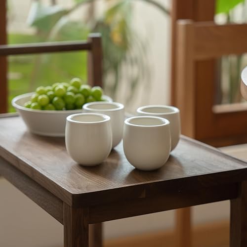 Miniatura 3 de Juego de 4 tazas de café expreso de cerámica de doble pared de 7 onzas, tazas de té de porcelana con cáscara de huevo para bebidas de café, tazas