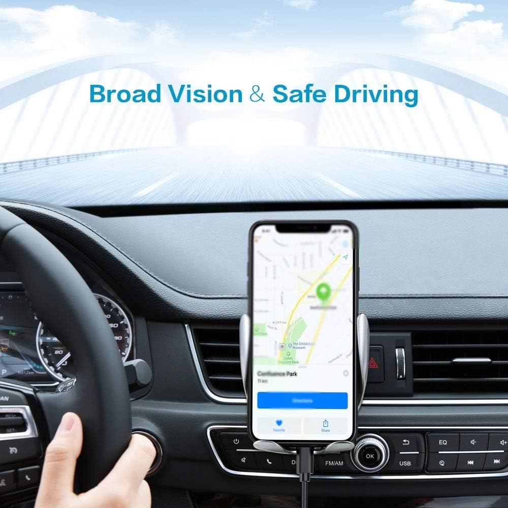 viby phone charger automatic clamping fast charging phone holder mount in car