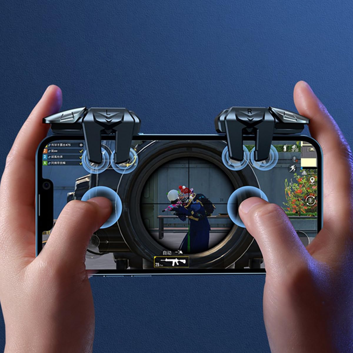 PUBG Mobile Controller 4 Triggers Phone Game Controller Compatible avec les téléphones portables Android iPhone iOS