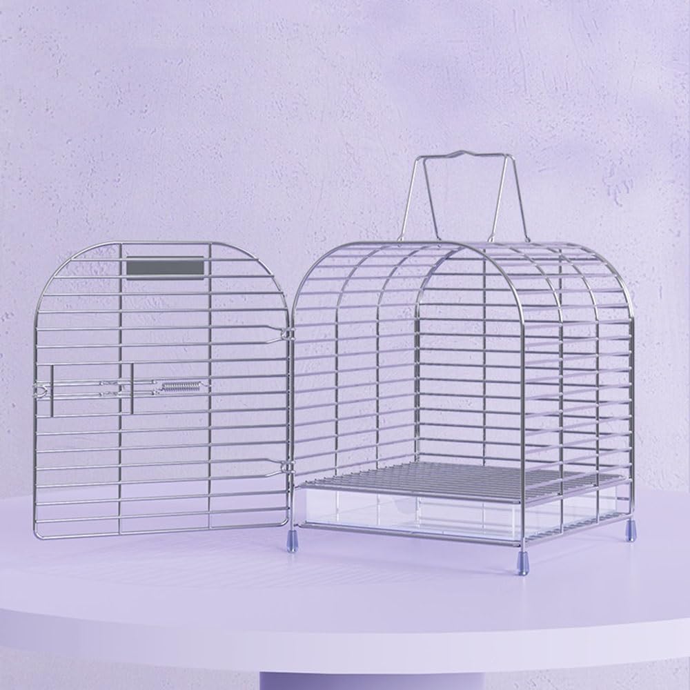 Gabbia Voliera Gabbia for uccelli in acciaio inossidabile, portatile, for animali domestici all'aperto, for trasportare pappagalli, passeri, canarini