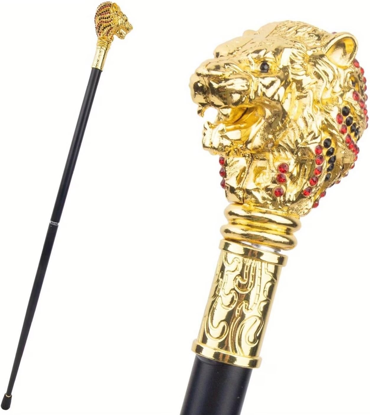 Red Lion Head Fashion Walking Cane, Cosplay Luxury Party Men Womens Decorative Canes, Anti Slip Fashion Decorative 90cm