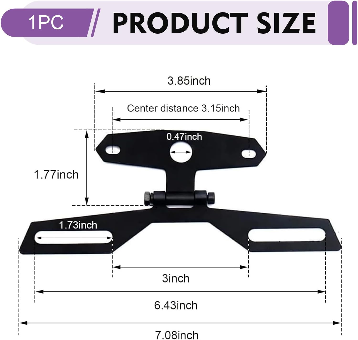 Motorcycle License Plate Bracket, Rustproof Anti-vibration Fastening Mount, Adjustable Foldable Tail Light Holder, Universal Modified Accessory for Most Scooter ATVs Dirt Bike (Black)