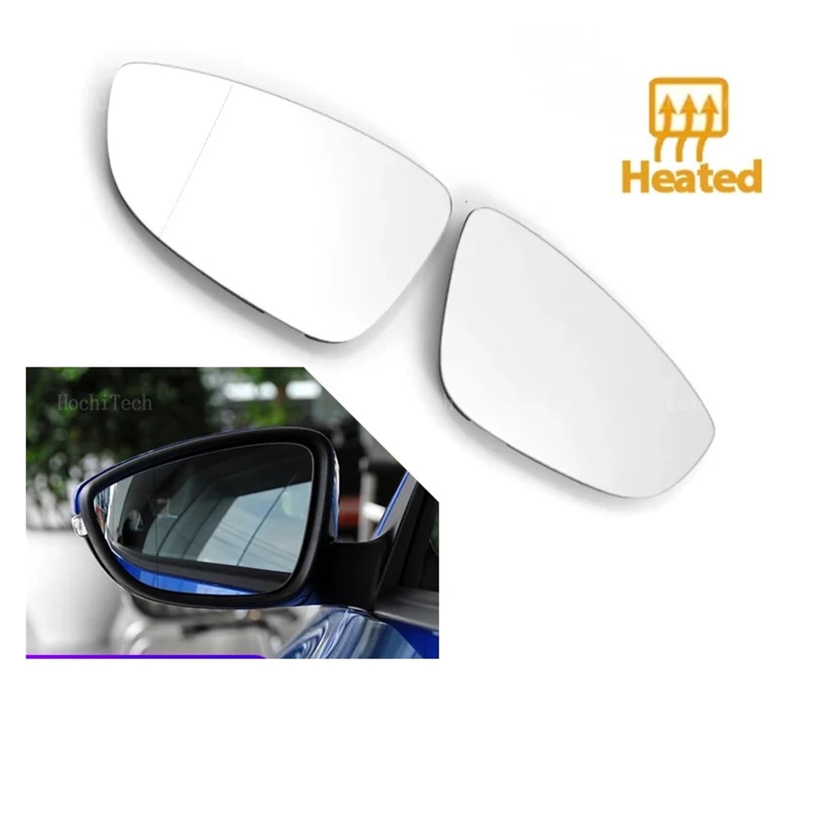 Apto for Volkswagen VW CC 08-16 EOS Scirocco Jetta MK6 Passat B7 Bettle A5 EU, espejo retrovisor con calefacción for puerta izquierda o derecha.(1pc Right)