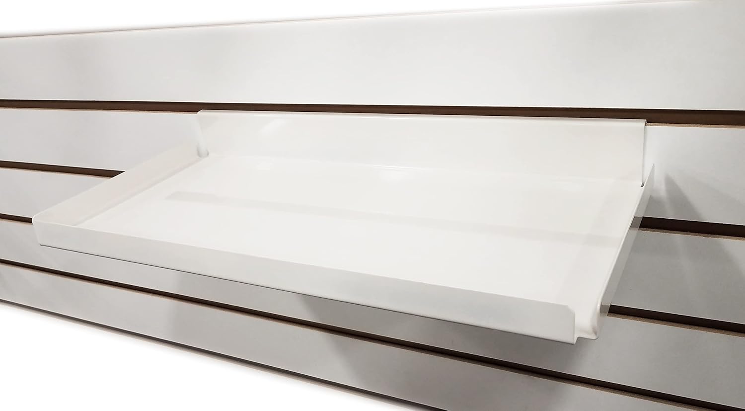 Metal Slatwall Pharmacy Shelf - 7.5" D x 15.5" W Steel RX Shelf with .5" Lip - Ivory, 10 Pack