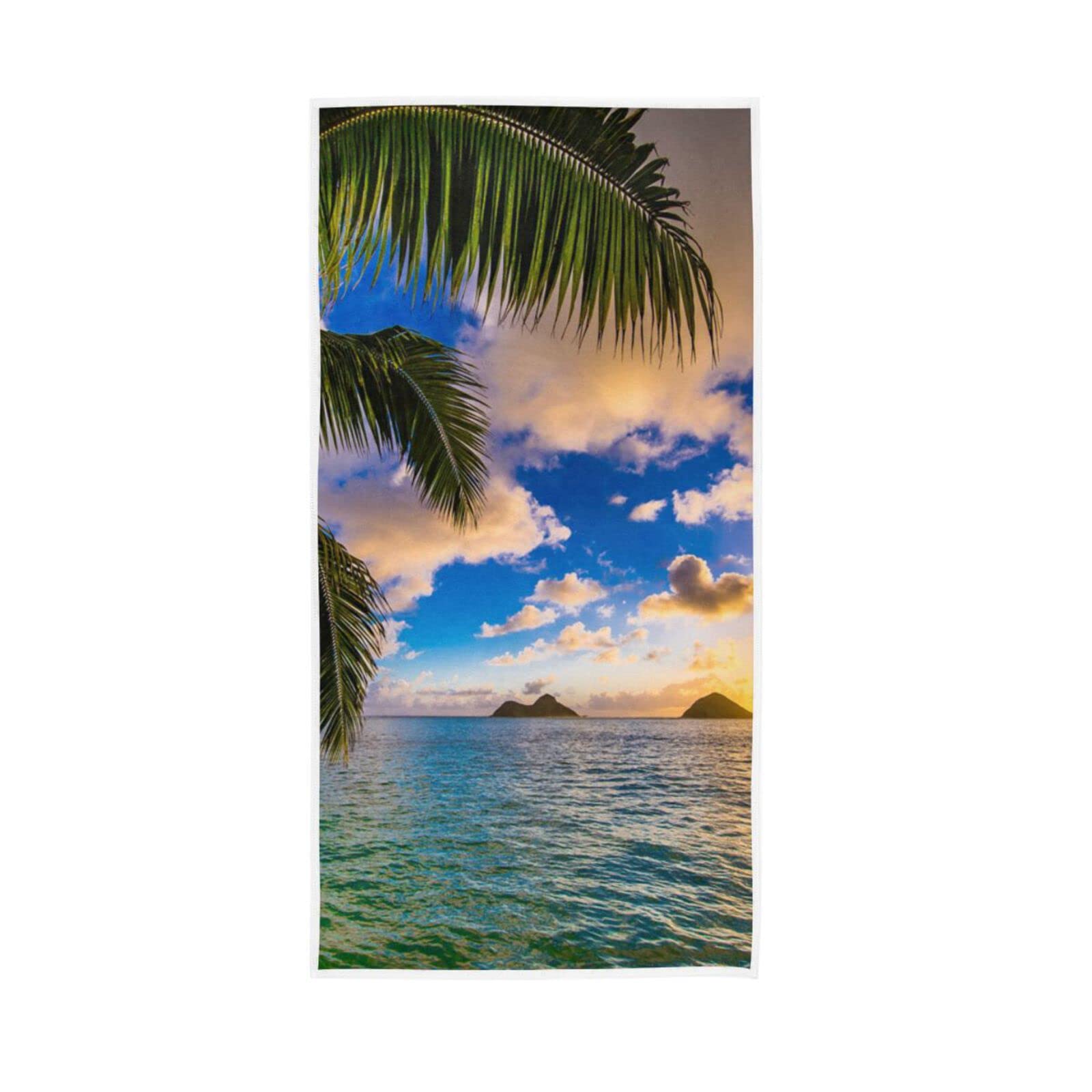LSRCPD Hand Towels Tropical Palm Tree Ocean Sea Decor Fingertip Soft Face Towel Absorbent Bathroom Kitchen Towels