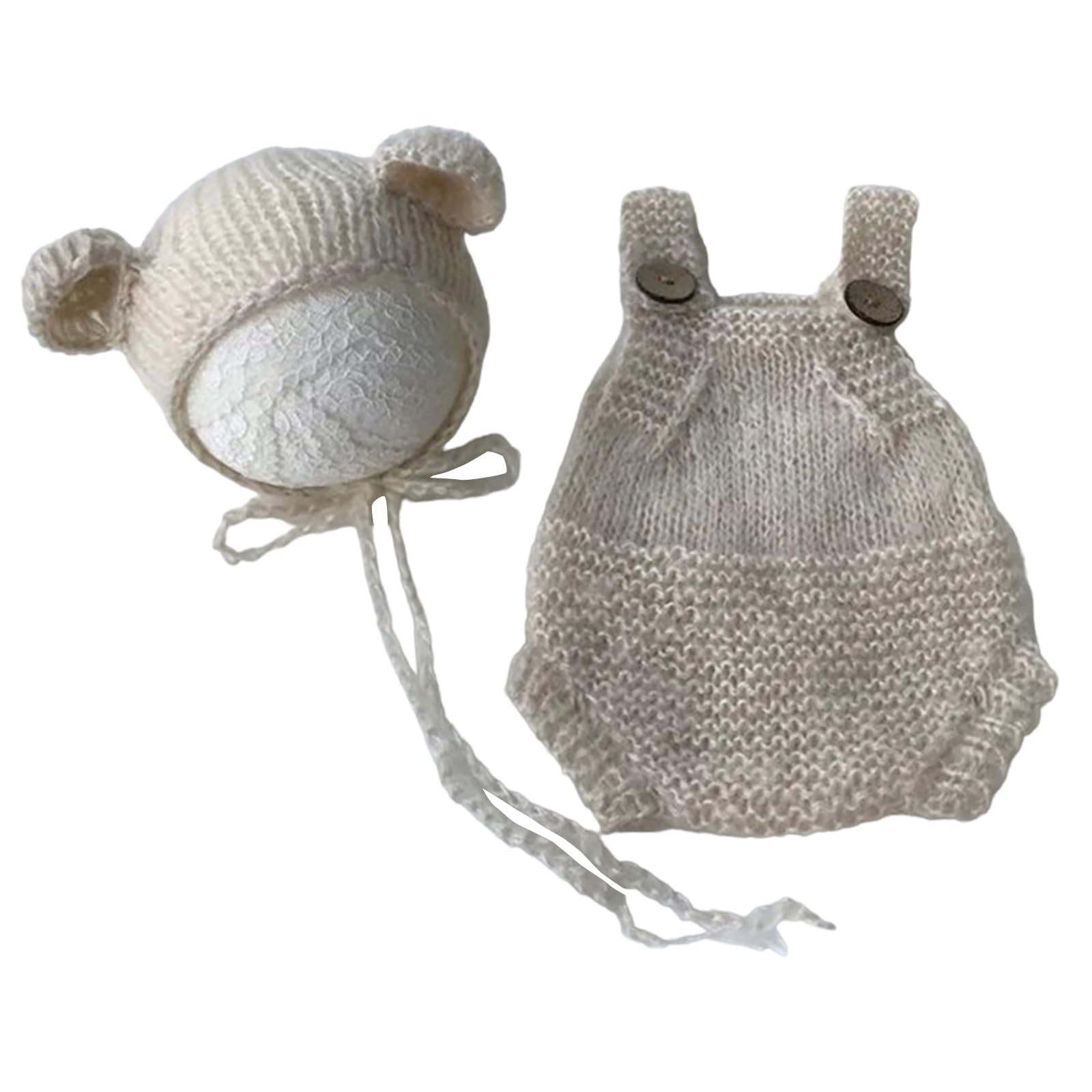 Newborn Photography Props Bear Costume Hat Suspenders Pants Photo Romper Baby Photo Clothes Baby Photoshoots Outfit Infant Costume