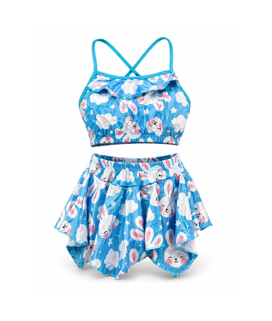 Morex Stylish 2-Piece Girls Synthetic Digital Printed Swimming Costume with Cap & Inflatable Ring | Quick Dry Kids Summer Swimwear for Pool & Beach-image-20