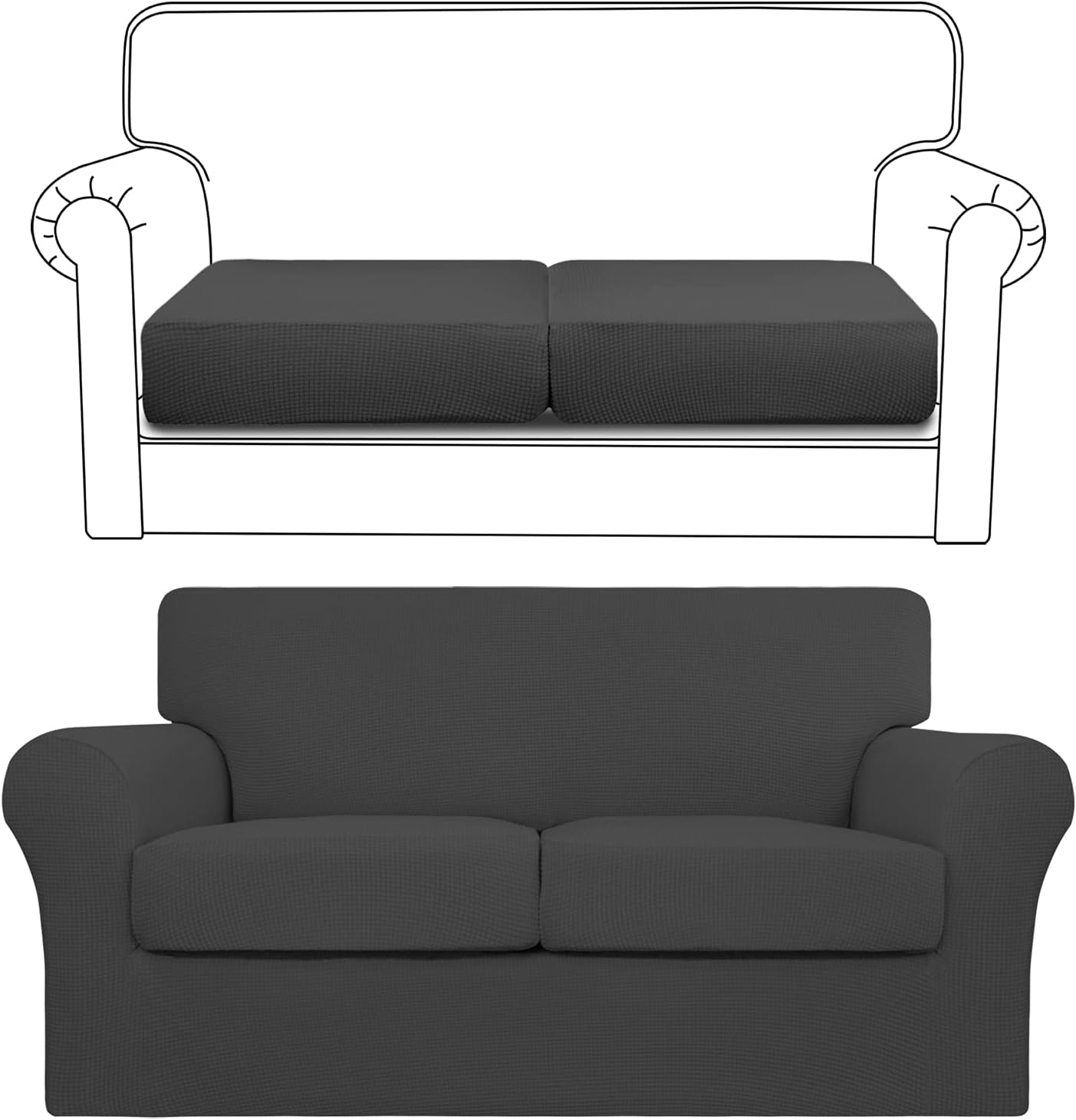 Easy-Going Loveseat slipcover Bundles 2 Pieces Cushion Cover