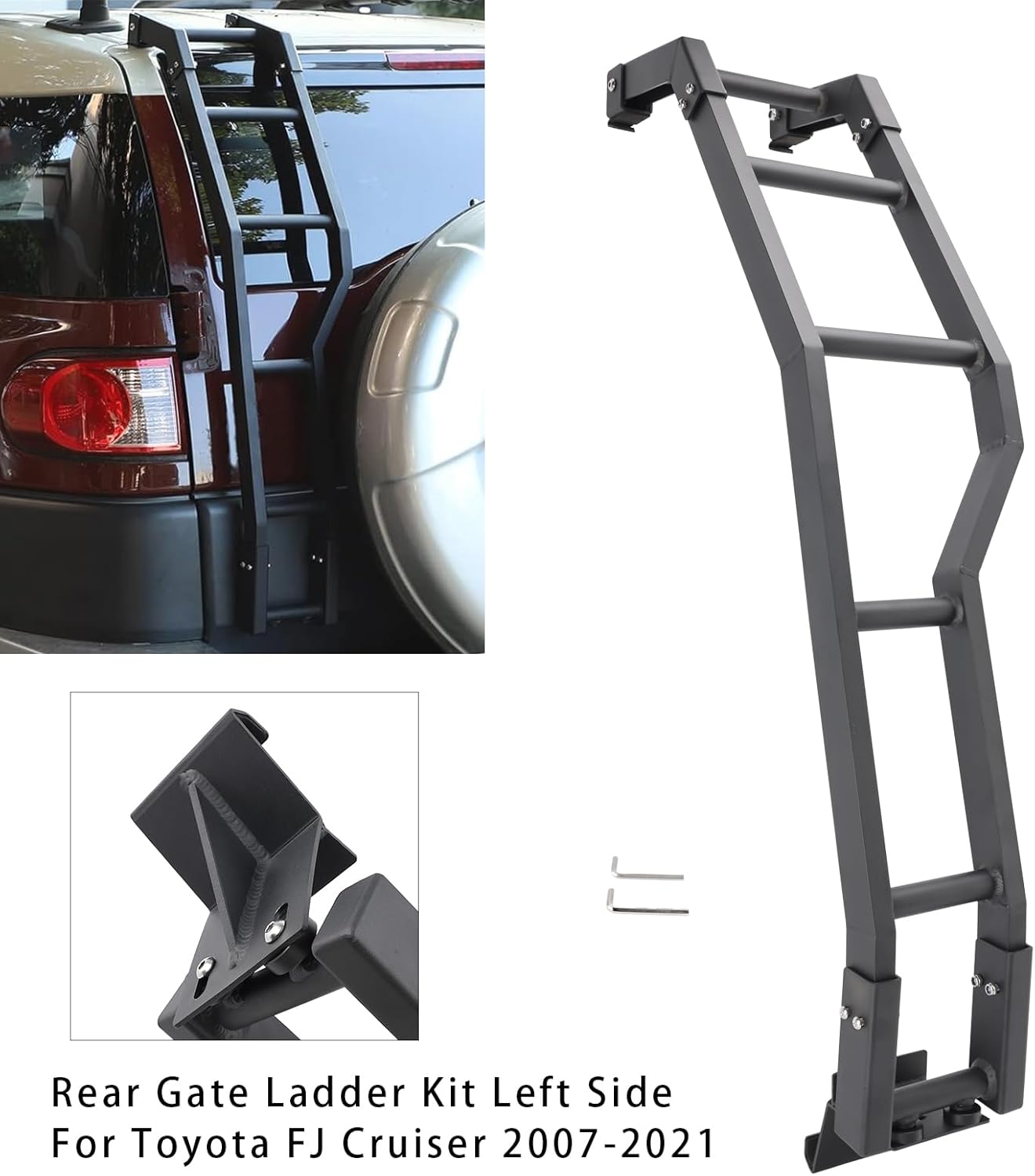 Areyourshop Rear Gate Ladder Kit Left Side Tailgate Step Ladder For Toyota FJ Cruiser 2007 2008 2009 2010 2011 2012 2013 2014 2015 2016-2020 2021, No Need Drilling Any Holes