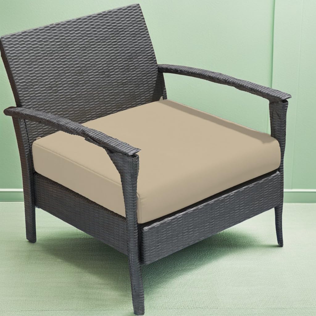 A ATH COLLECTION Seat Pads Cushion for Rattan Garden Furniture 100% Water Resistant Garden Patio Chair Cushions Kitchen Dining Living Room Coffee Shop ALL-PURPOSE Use (Cream, 24"X24"X2")