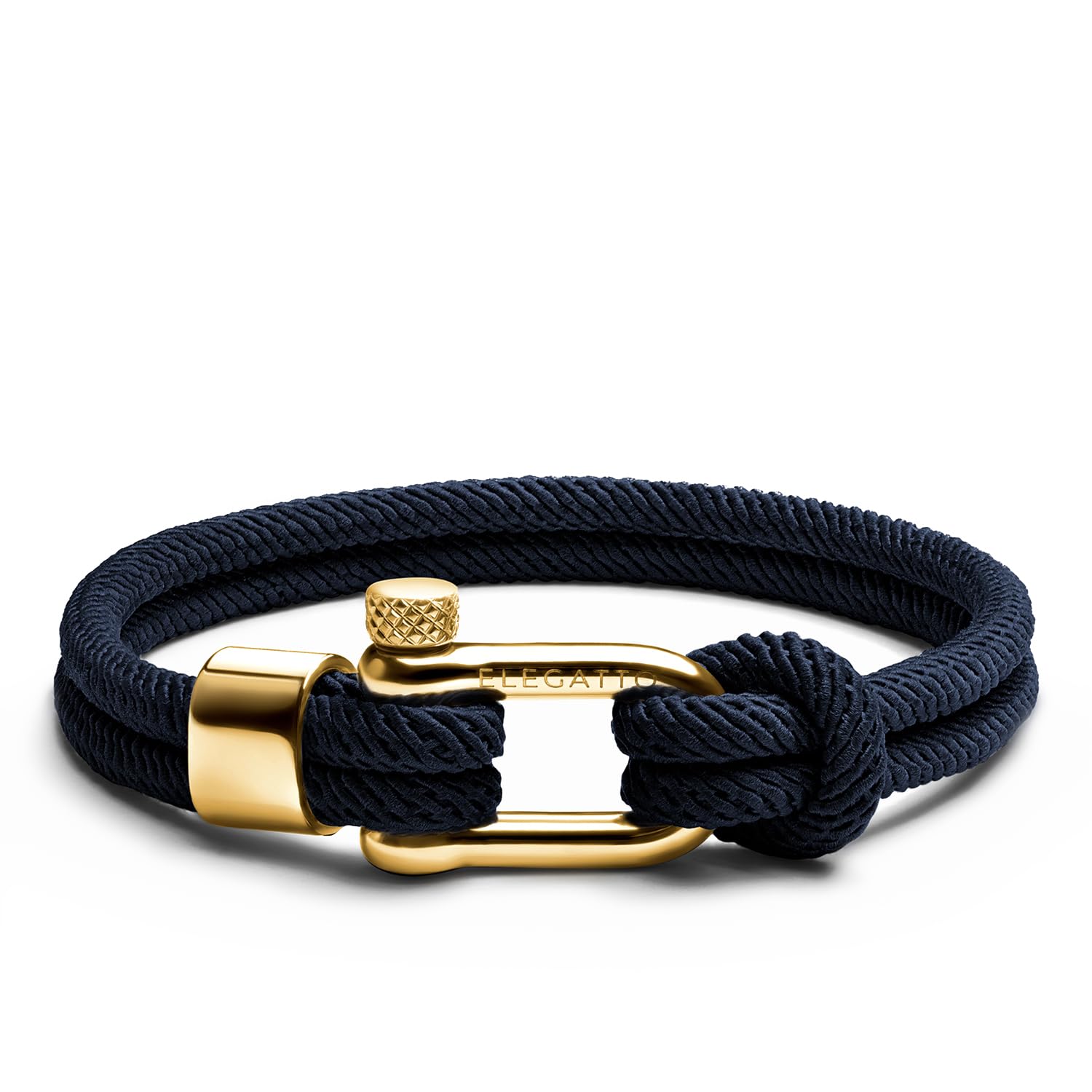 Elegatto Alchor Platinum Rope Bracelet for Men | Premium Nylon Marine Cord with Silver Polished Stainless Steel Shackle Closure | Waterproof and