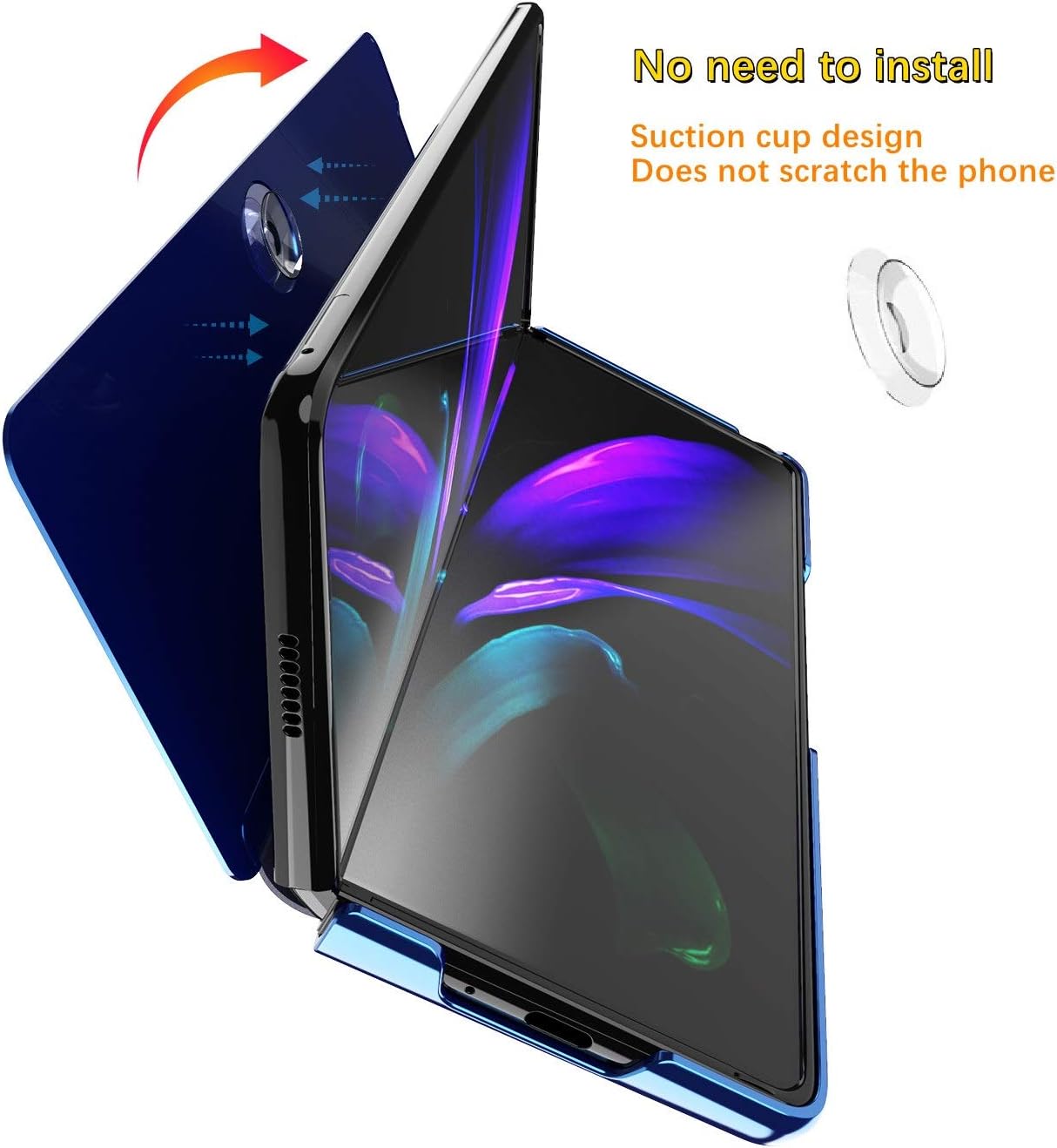 FTRONGRT Case for Samsung Galaxy Z Fold 2,Mirrored flip smart translucent case with automatic switch for Samsung Galaxy Z Fold 2-Rose gold - Image 5