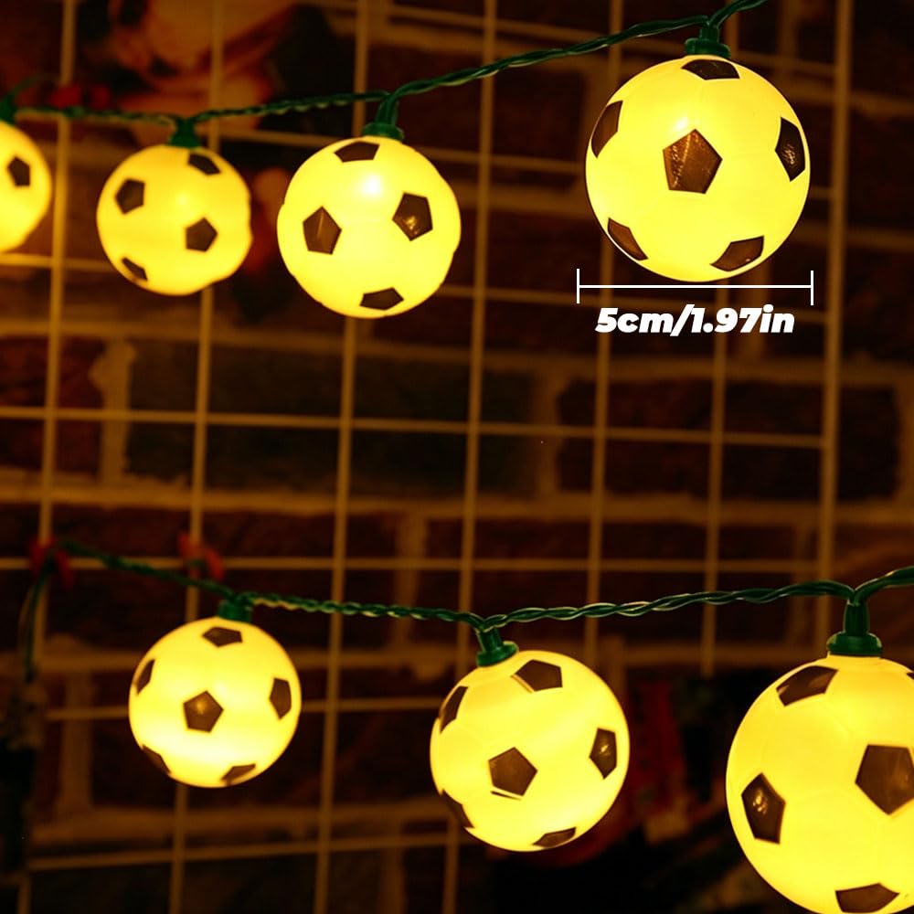 Calcio Catena Luminosa Esterno Solare, 2 Pezzi Catena Luminosa Solare con LED, IP65 Impermeabile Catena Luci Solari Esterno, Adatta per Festival Feste Giardini Terrazze (Colorato,7 m 50 luci)