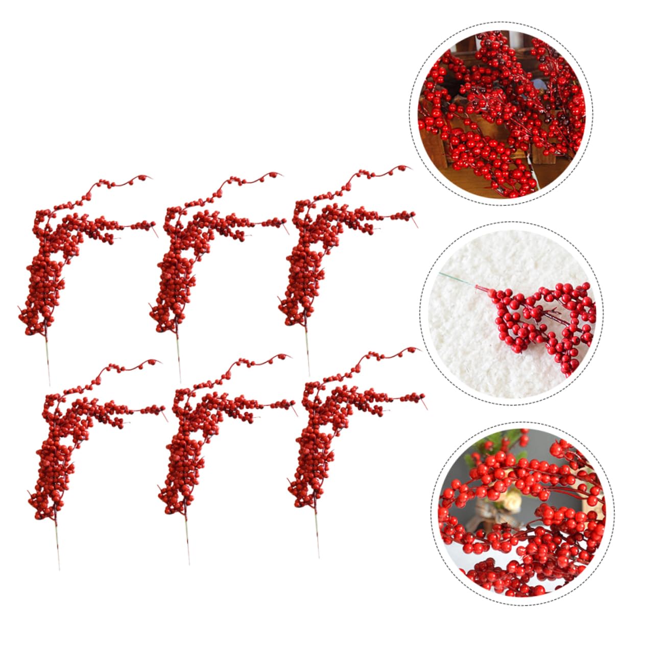Abaodam 18piezas Ramas Artificiales Berries Rojas para Decoración Navideña Adornos De Árbol y Manualidades