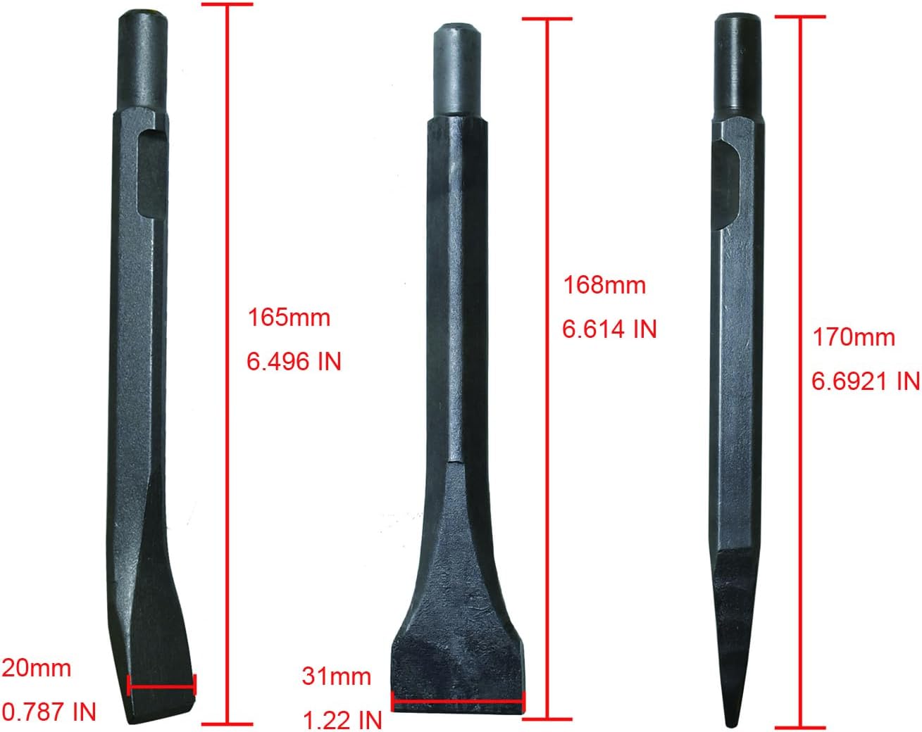 Pneumatic Flux Straight Chipper Hammer Air Straight Shovel Chisel Set For Rust Removal Demolition Auto Body Work Concrete Demolition Weld Slag Removal Masonry Surface Prep