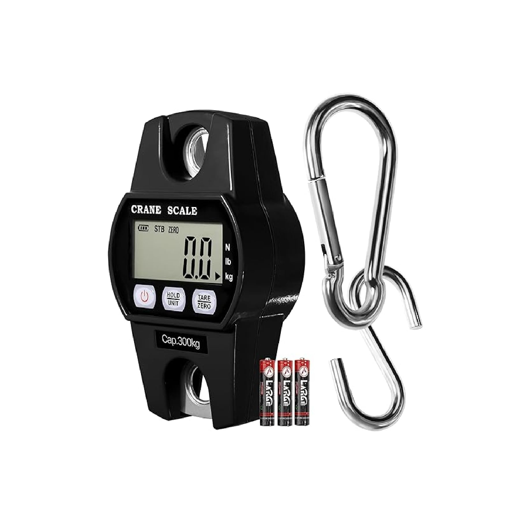 DeeKleen High Precision Hanging Scale,660lb Capacity,Handheld with Hooks, Heavy Duty,Backlit Large LCD Display,Hanging Scale for Deer(Black)