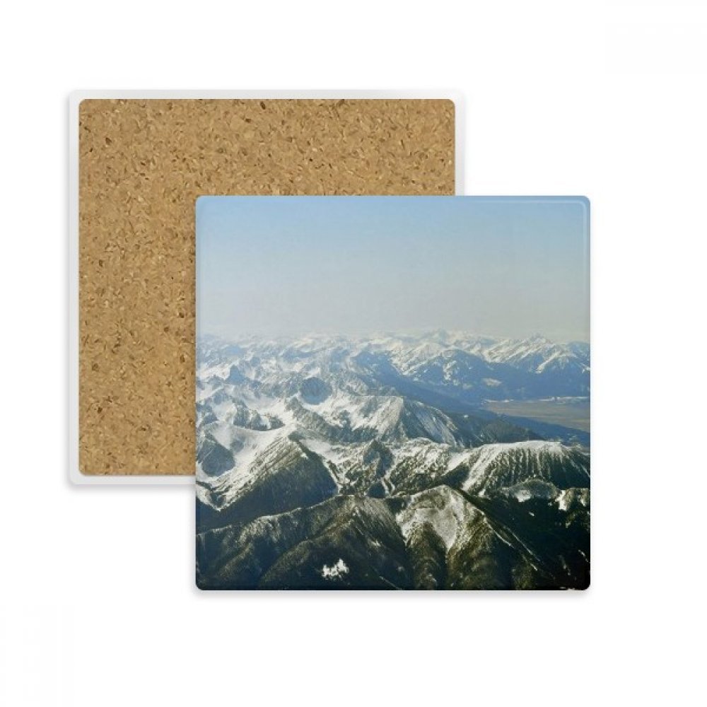 Coaster dessous de verre en pierre motif de forêt et neige d'hiver en plein air pour tasse