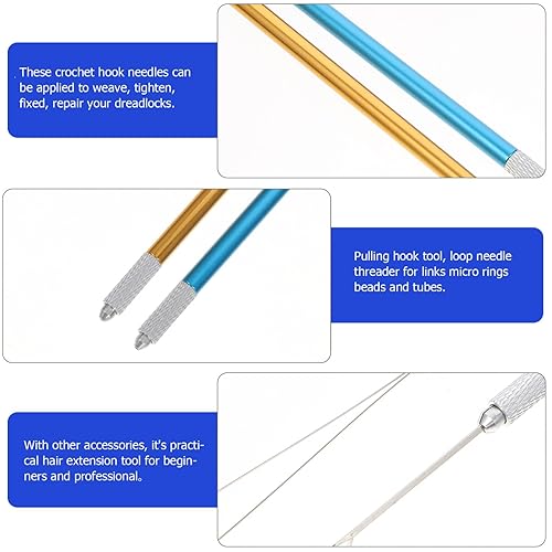 Miniatura 3 de FRCOLOR 1 juego de cuentas de herramienta de trenza receptora de cabello para cuentas de color de cabello, gancho para tirar, aguja, extensión de