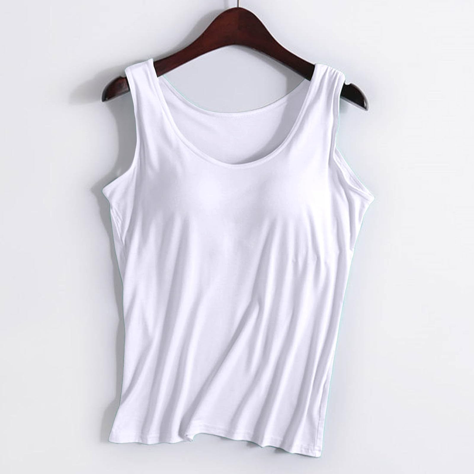 Tanks with Built in Bra for Teens Camisole Spaghetti Strap Workout Yoga Shirts Basic Padded Tank Tops Summer Clothes