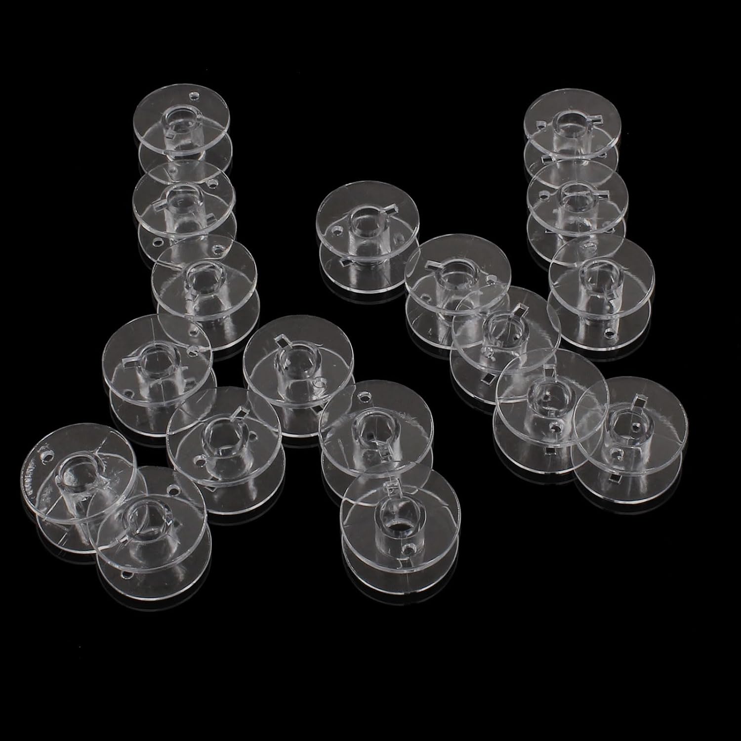 Coufce 50 Pack Clear Plastic Sewing Machine Bobbins, Class 15 Compatible for Brother Singer Janome Kenmore Machines
