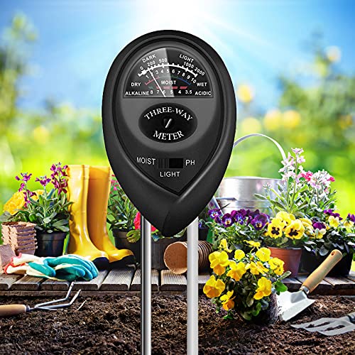 Soil Moisture Meter, Soil pH Meter, Soil Tester for Plants, Soil Moisture/Light/pH Meter for Garden, Lawn, Indoor and Outdoor, No Battery Needed