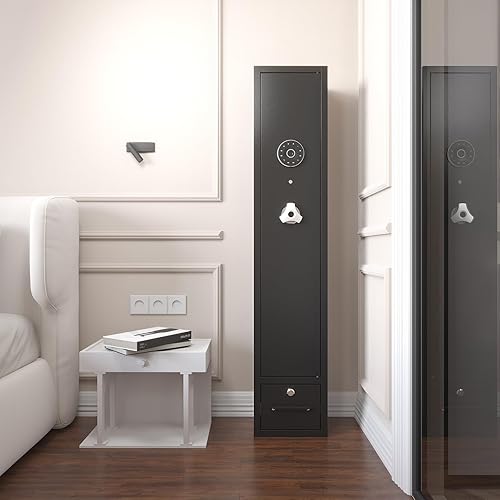 Miniatura 8 de Caja fuerte para 4 armas, cajas fuertes y gabinetes, cajas fuertes para armas para el hogar, rifles y pistolas, caja fuerte para armas con cajón,