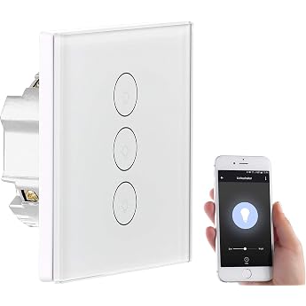 Luminea Home Control Touch Toggle Switch Touch Triple Light Switch Compatible with Amazon Alexa & Google Assistant Light Button Switch Dot