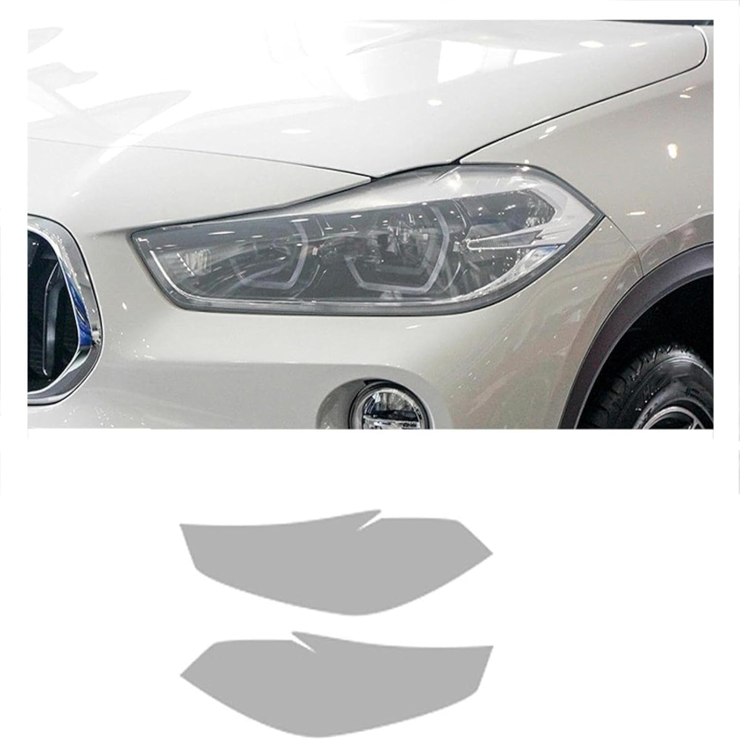 SamLng Car Front Light Film for BMW X2 F39 2017-2020 Car Headlight Film Front Light Transparent Blackened Moulding Vinyl Protection Sticker Car Light Film