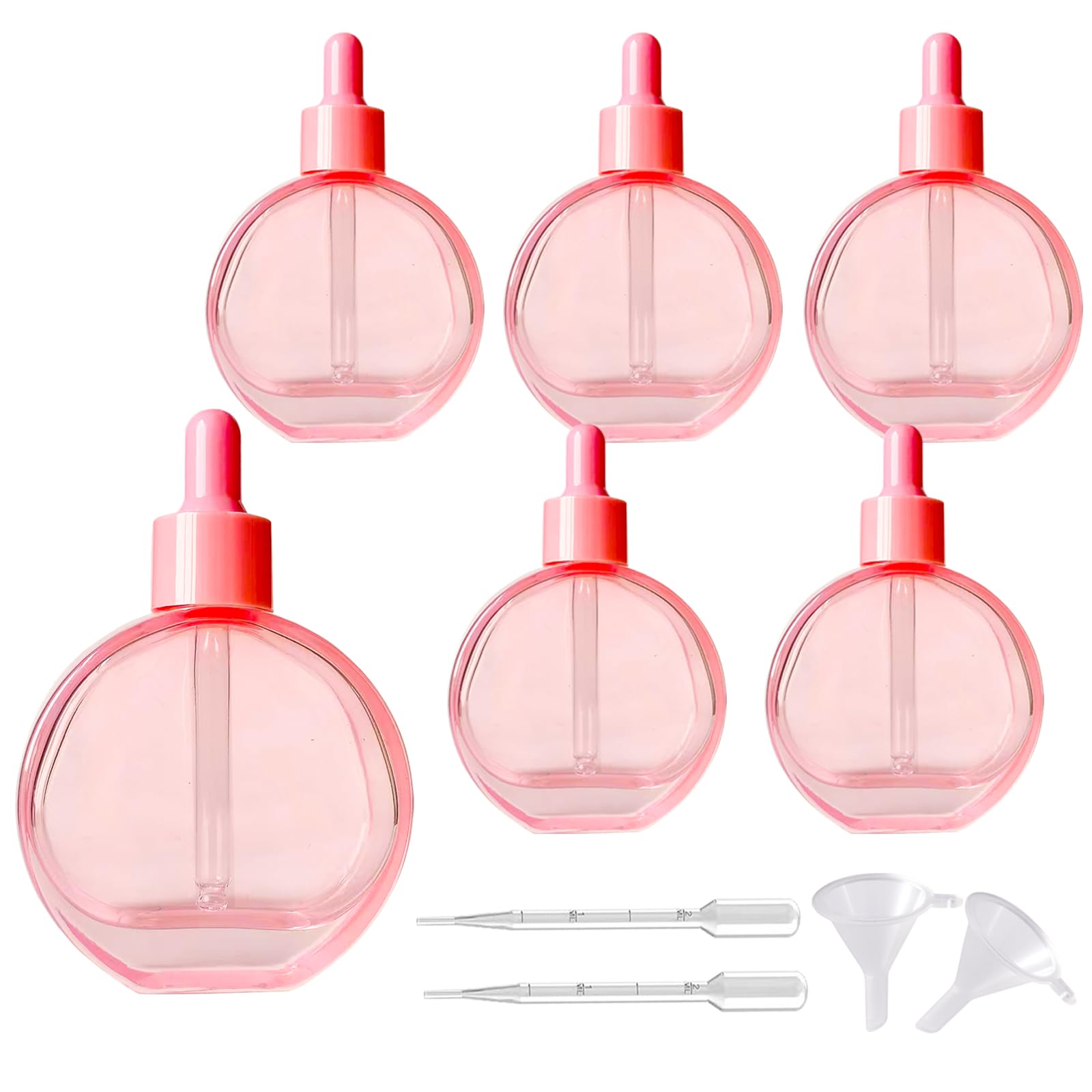 Clear Dropper Bottles OZ Pcs pink Round Flat Glass Bottles with Eye  Dropper, for Perfume Serums Hair Oils and other liquids (Pink, OZ)