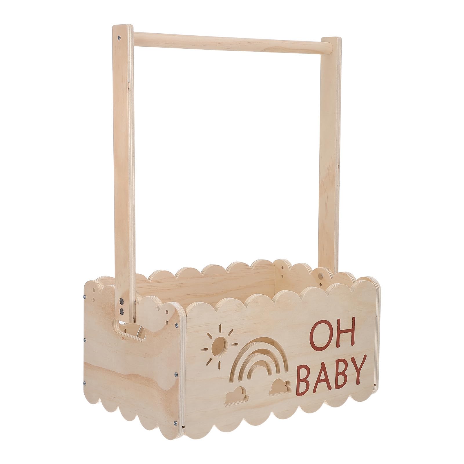 Drewniany Shower Crate Box z Wieszakami Do Przechowywania Ubranek Chłopca i Dziewczynki Organizer Noworodków Miesięcy Naturalne Drewno Antypoślizgowy Prezent Rodziców